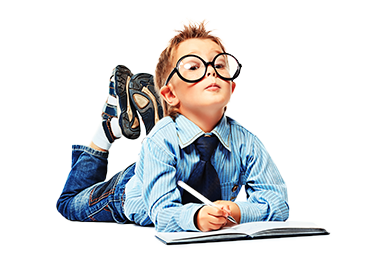 Boy studies factoring lessons