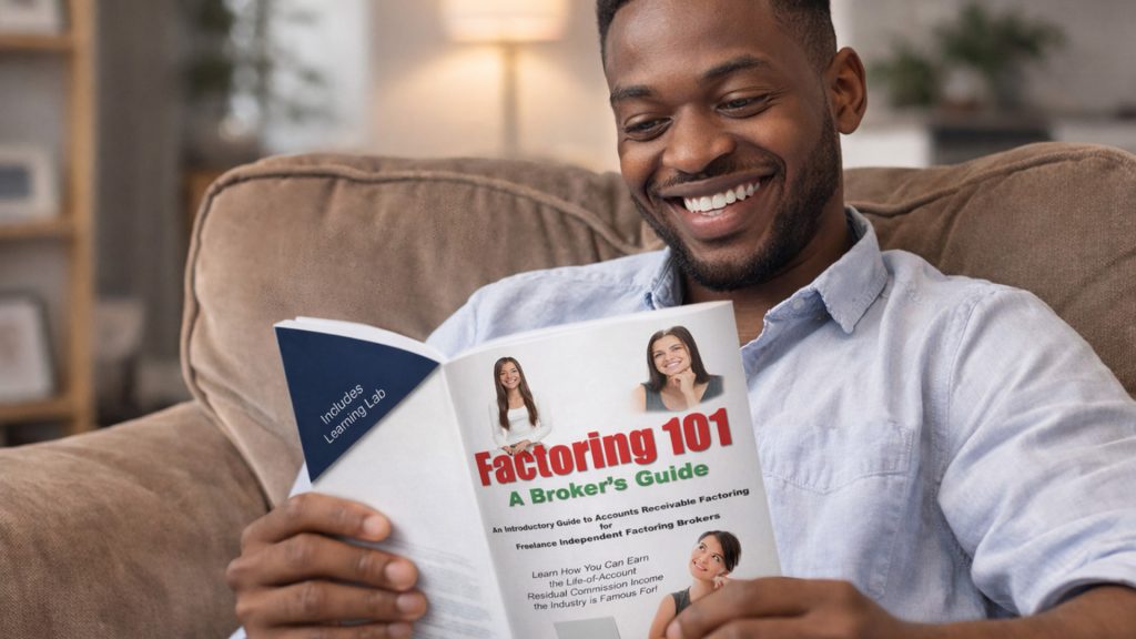 Broker reading a Factoring Guide